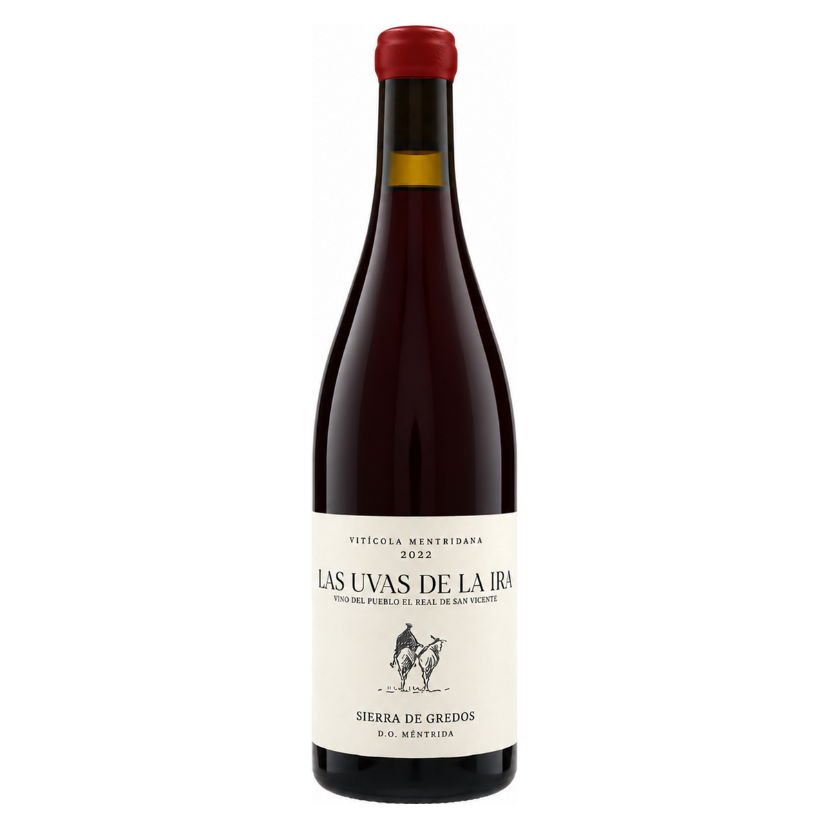 Vitícola Mentridana – Las Uvas de la Ira 2022 – Méntrida Spain — full front bottle on white background.