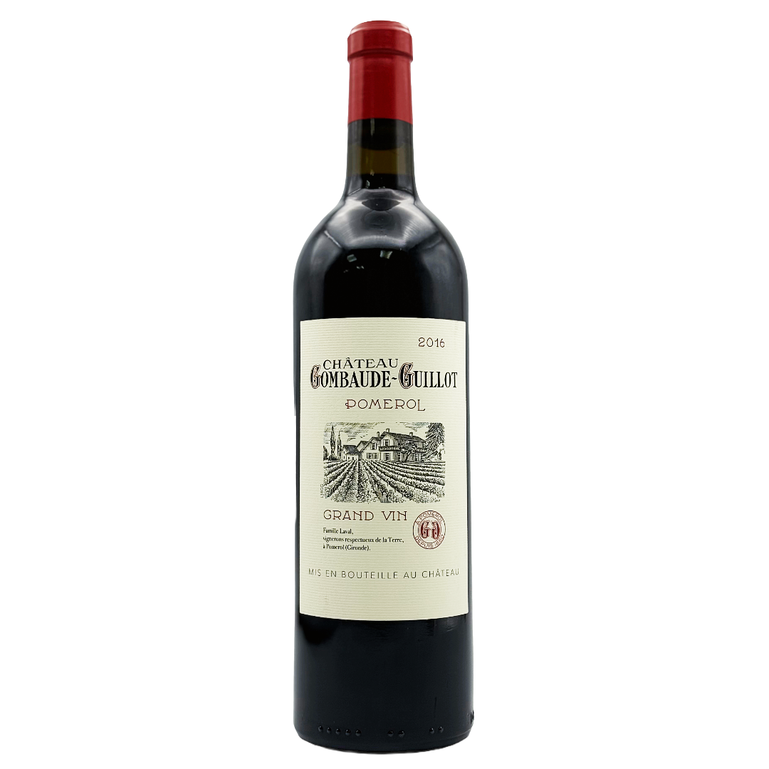 Château Gombaude-Guillot 2016 bottle, Pomerol Bordeaux right-bank red wine
