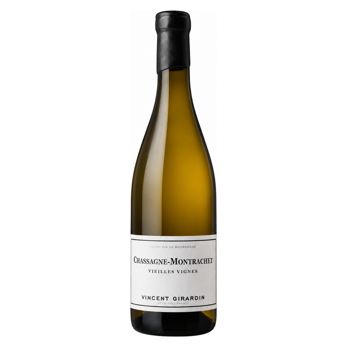 Vincent Girardin – Chassagne-Montrachet Vieilles Vignes Blanc 2020 – Burgundy France — full front bottle on white background. Representative image; label vintage not shown.