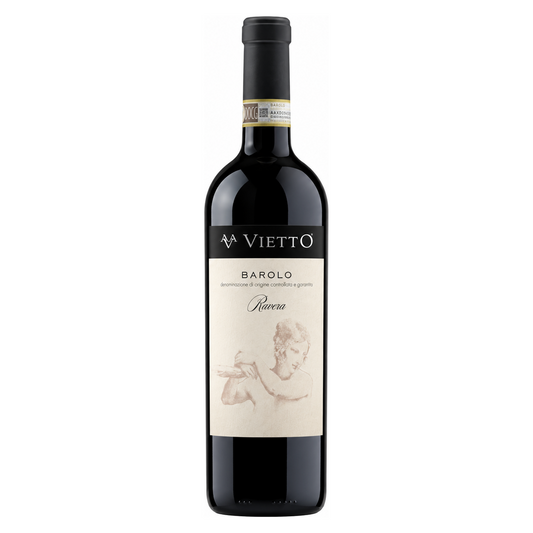 Vietto – Barolo Ravera 2019 – Piedmont Italy — front bottle on white background. Representative image; label vintage not shown.