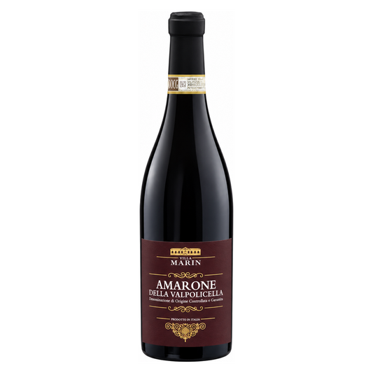 Villa Marin – Amarone della Valpolicella 2008 – Veneto Italy — restored front bottle on white background. Representative image; vintage-specific packaging may differ.