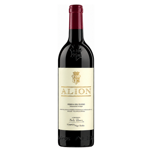 Vega Sicilia – Alión 2014 – Ribera del Duero Spain — full front bottle on white background. Representative image; label vintage not shown.