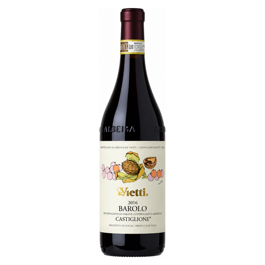 Vietti – Barolo Castiglione 2016 – Piedmont Italy — front bottle on white background, 2016 label; restored from supplied vintage-specific photograph.